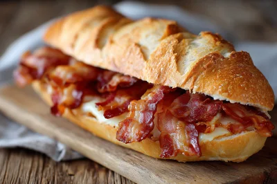 Crispy Bacon Sandwich on a Crusty Baguette