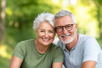 Happy Senior Couple Smiling Outdoors