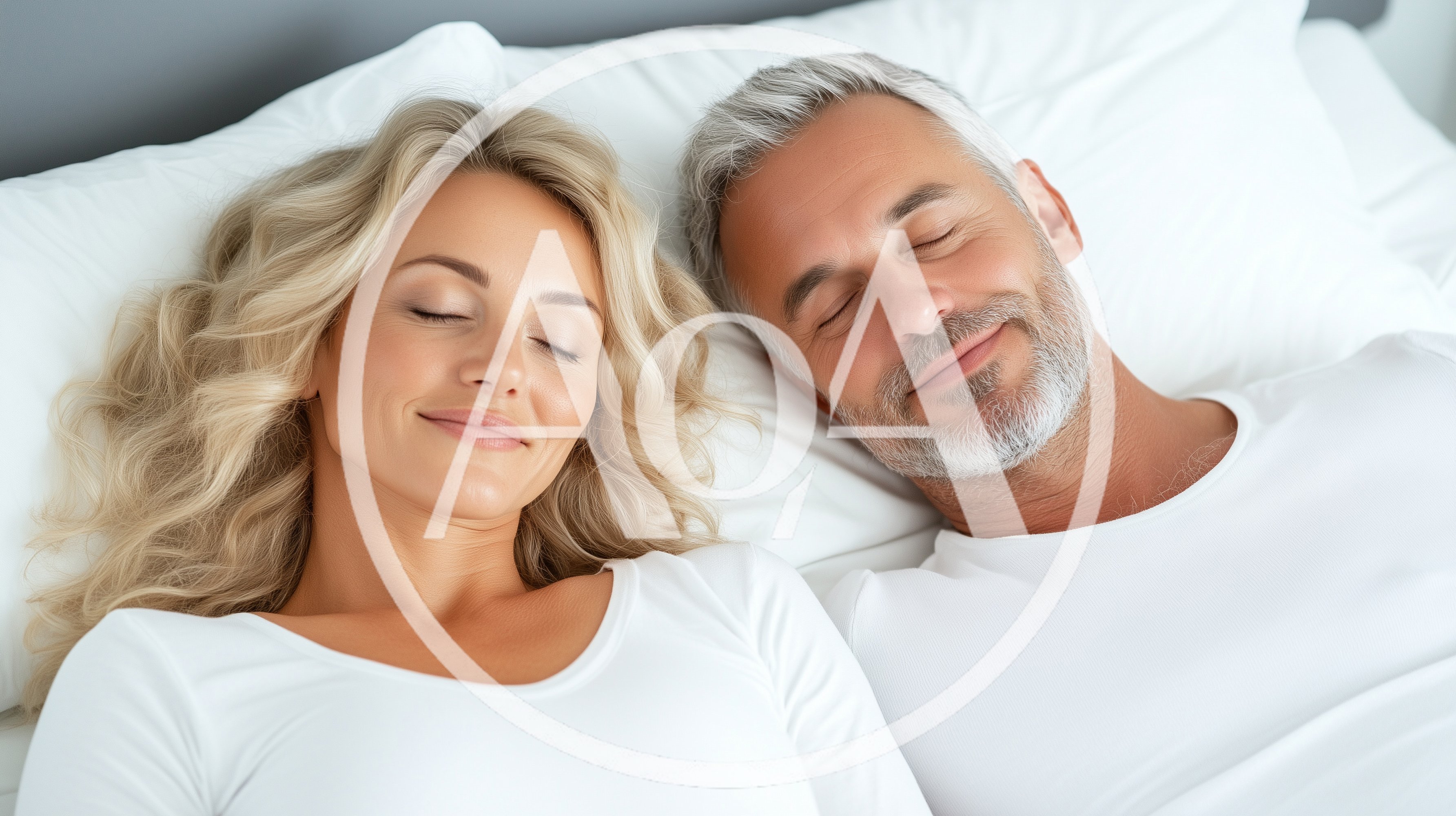 Middle Aged Couple Sleeping Peacefully In Bed