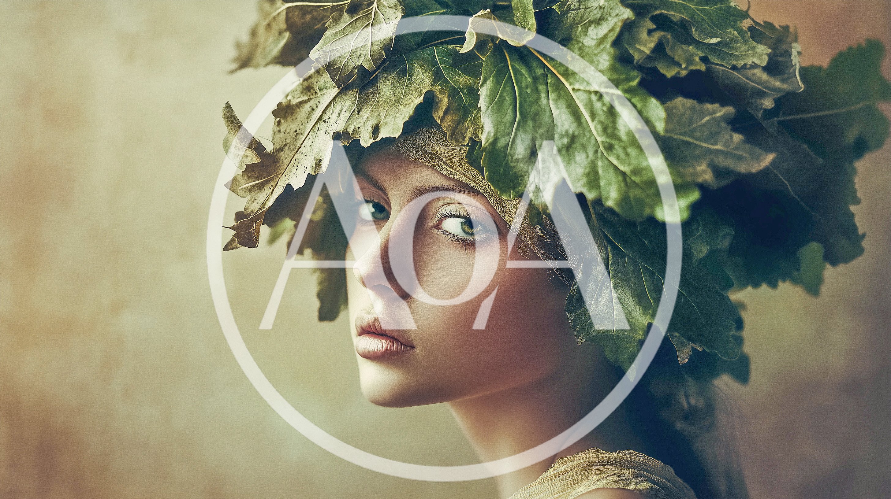 Portrait Of A Young Woman Wearing An Oak Leaf Crown
