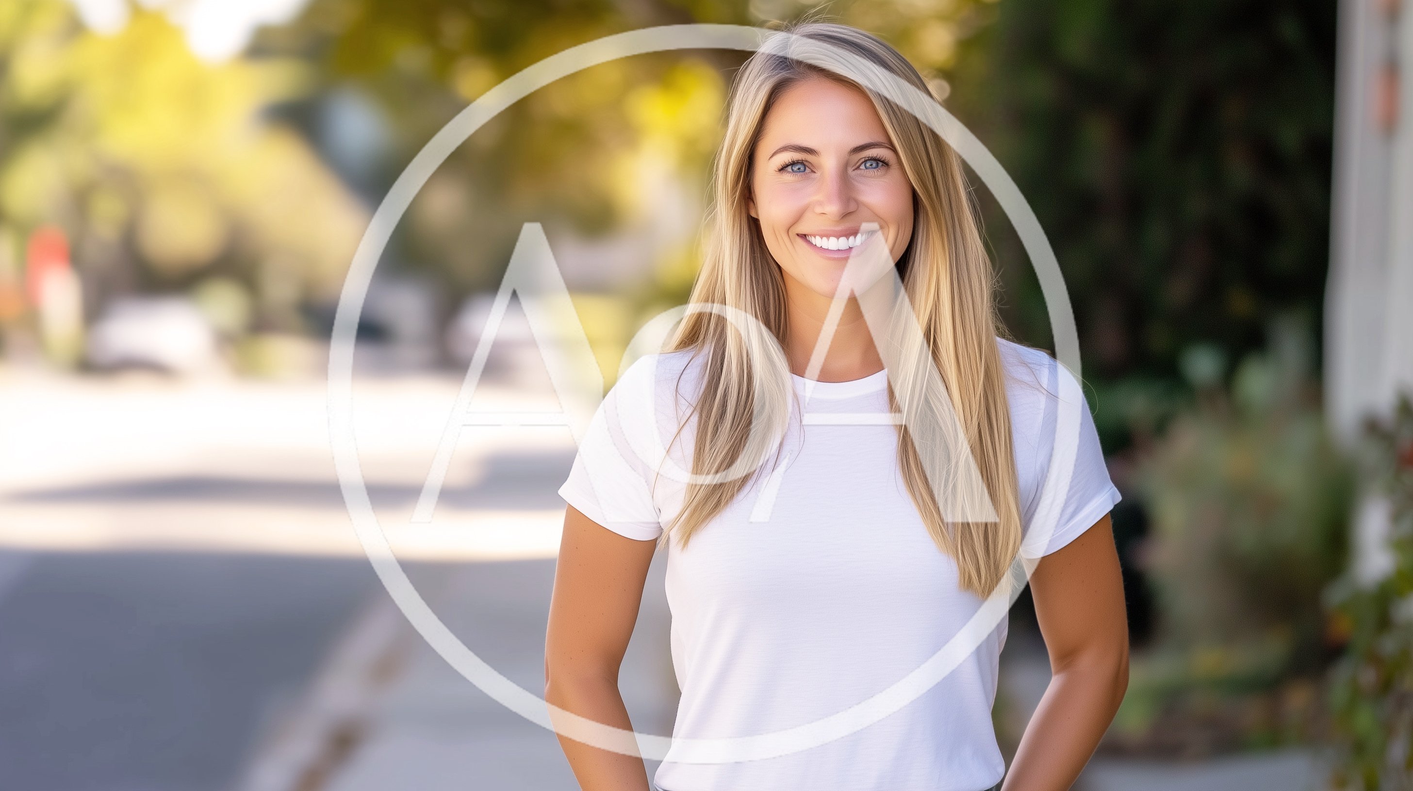 Portrait Of A Smiling Blonde Woman Outdoors