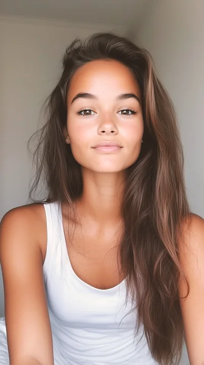 Portrait Of A Young Woman With Long Brown Hair