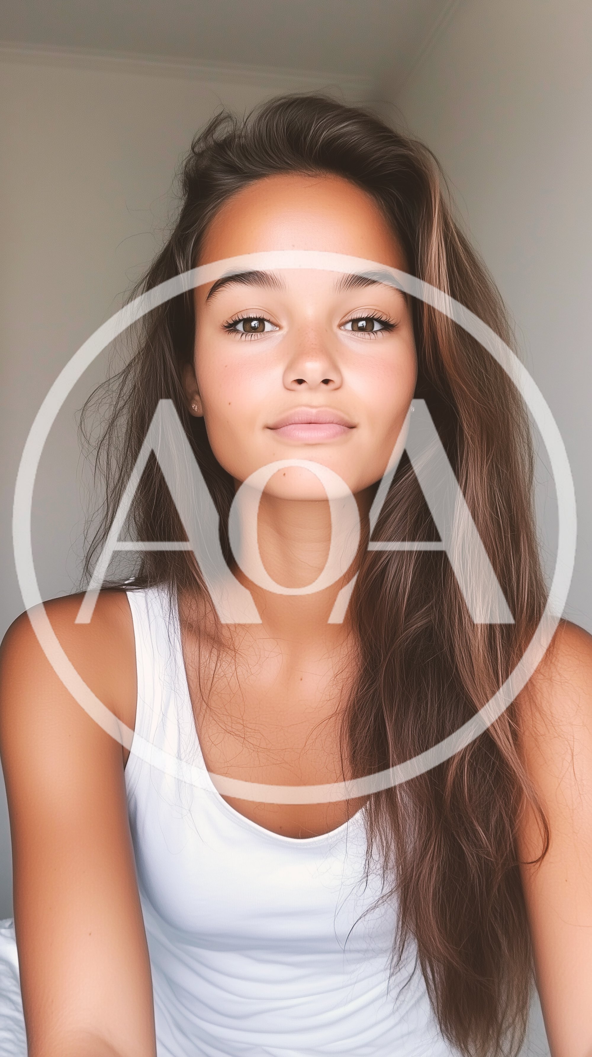 Portrait Of A Young Woman With Long Brown Hair