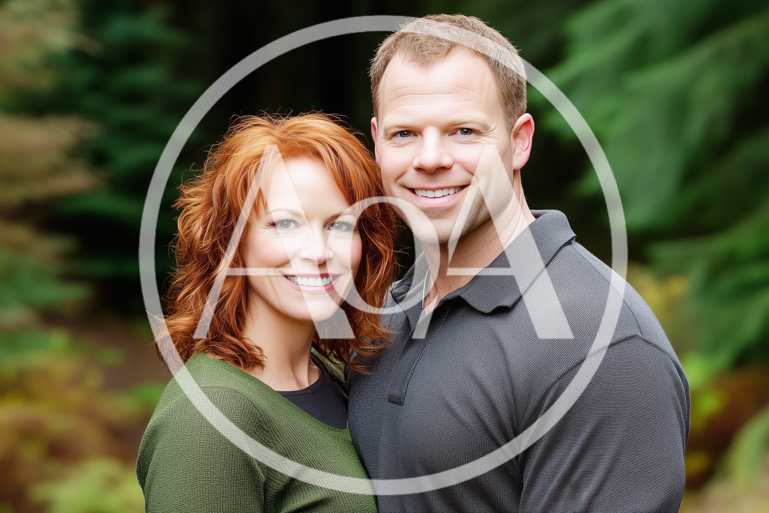 Happy Couple Posing Together In A Lush Forest Setting