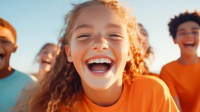 Group of Diverse Happy Children Laughing Outdoors