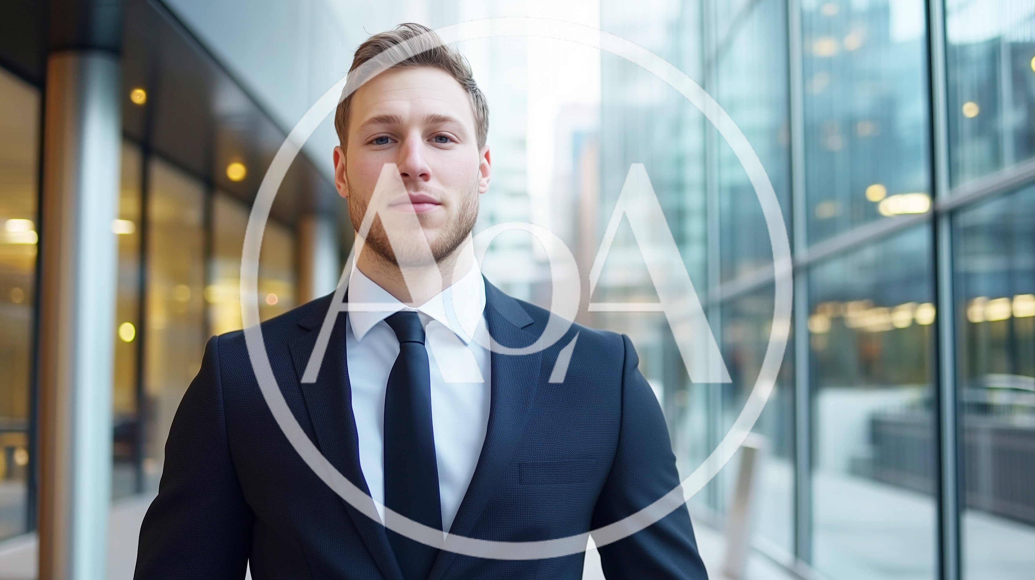 Professional Businessman Standing Outside Modern Office Building
