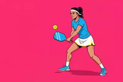 Female Pickleball Player Hitting Ball Illustration