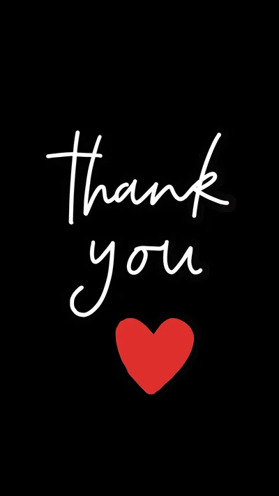 Thank You Text With Red Heart Graphic