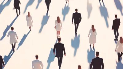Business Professionals Walking In A Crowd