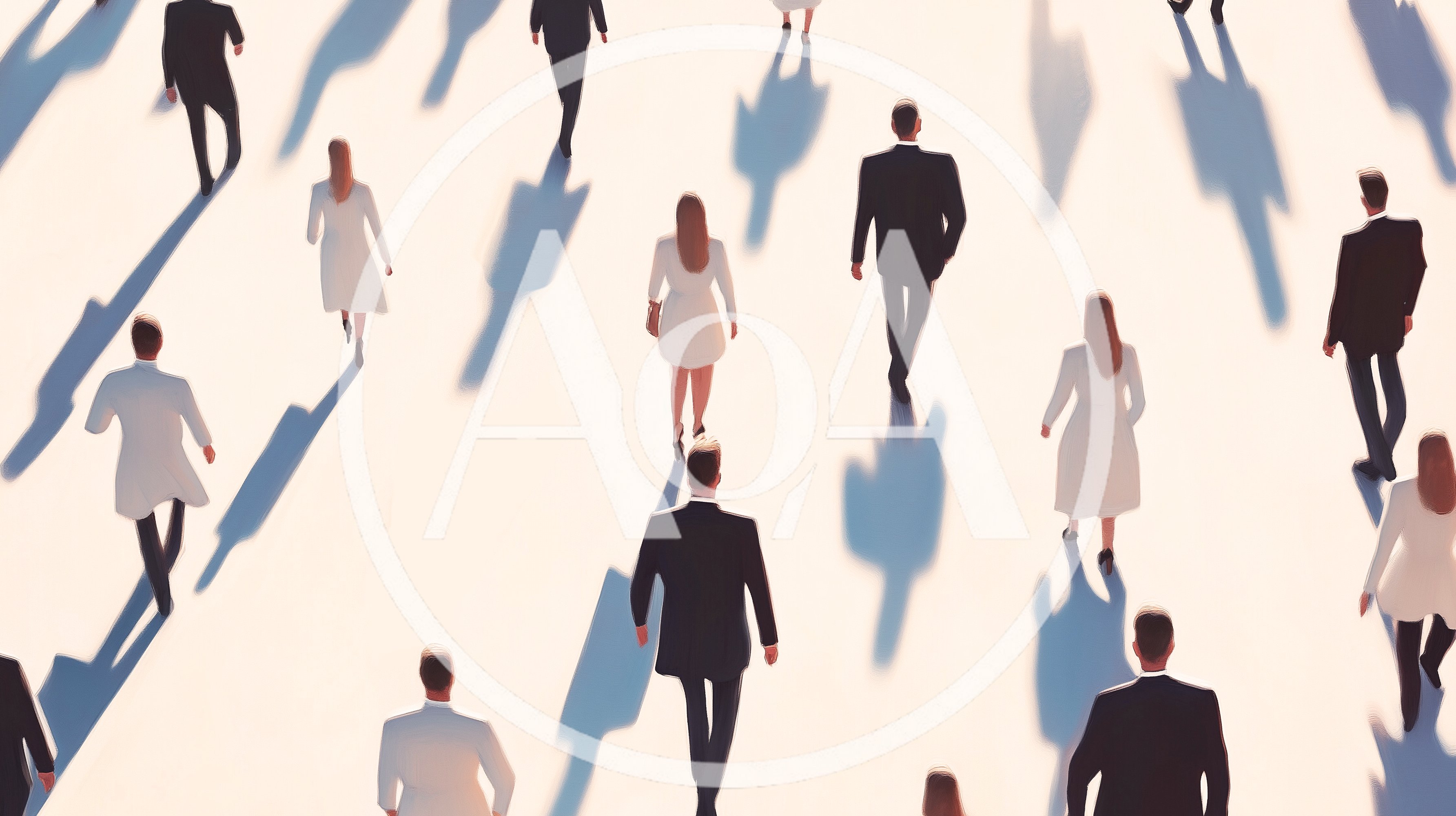 Business Professionals Walking In A Crowd