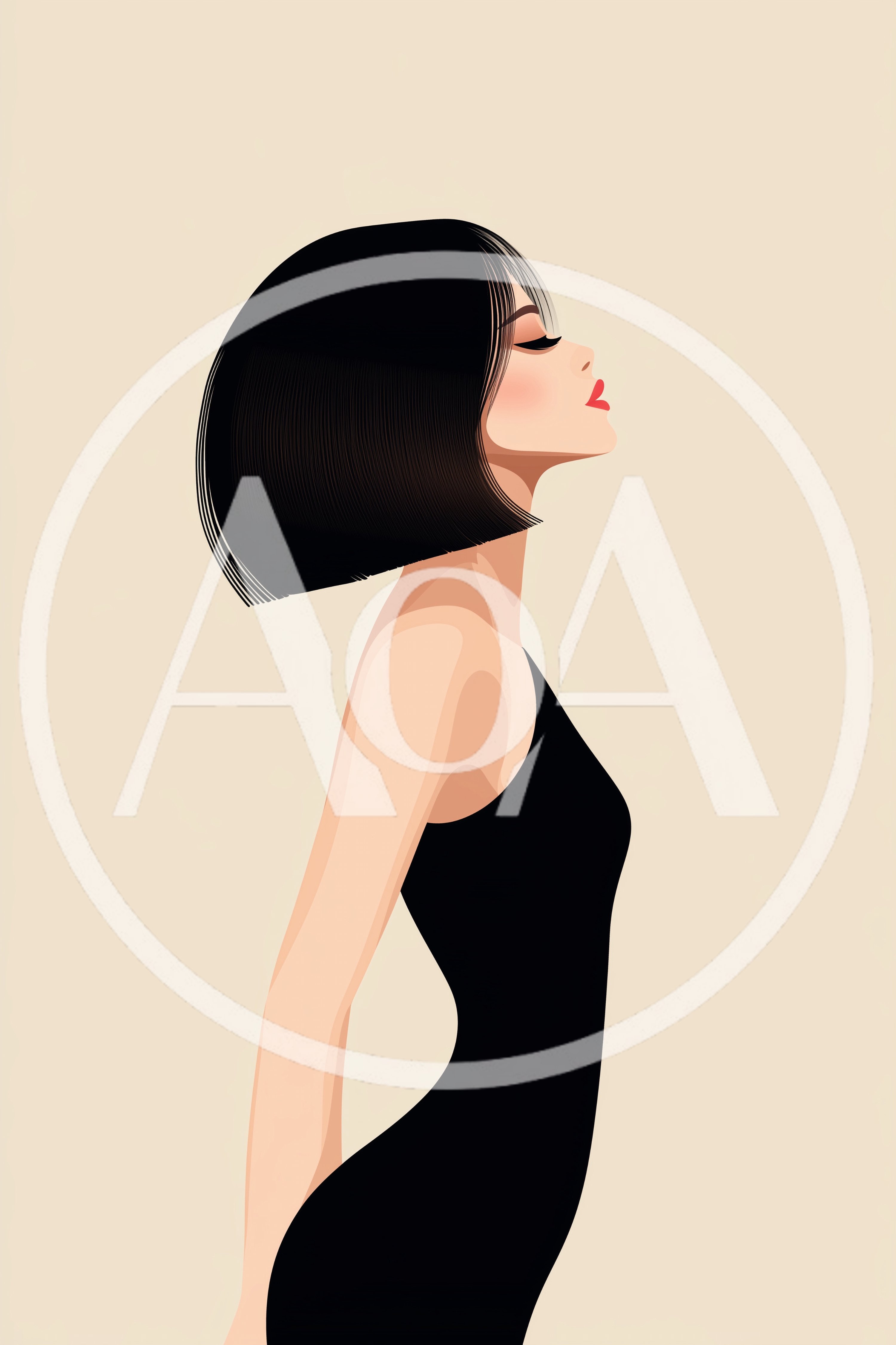 Minimalist Illustration Of A Woman With A Bob Cut