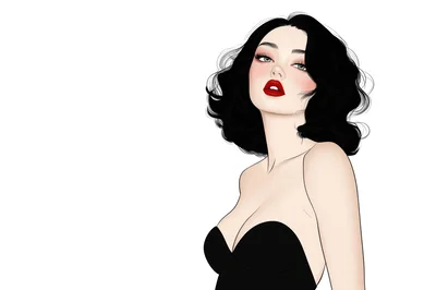 Digital Illustration Of A Glamorous Woman With Black Hair