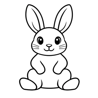 Cute Cartoon Rabbit Line Art Illustration