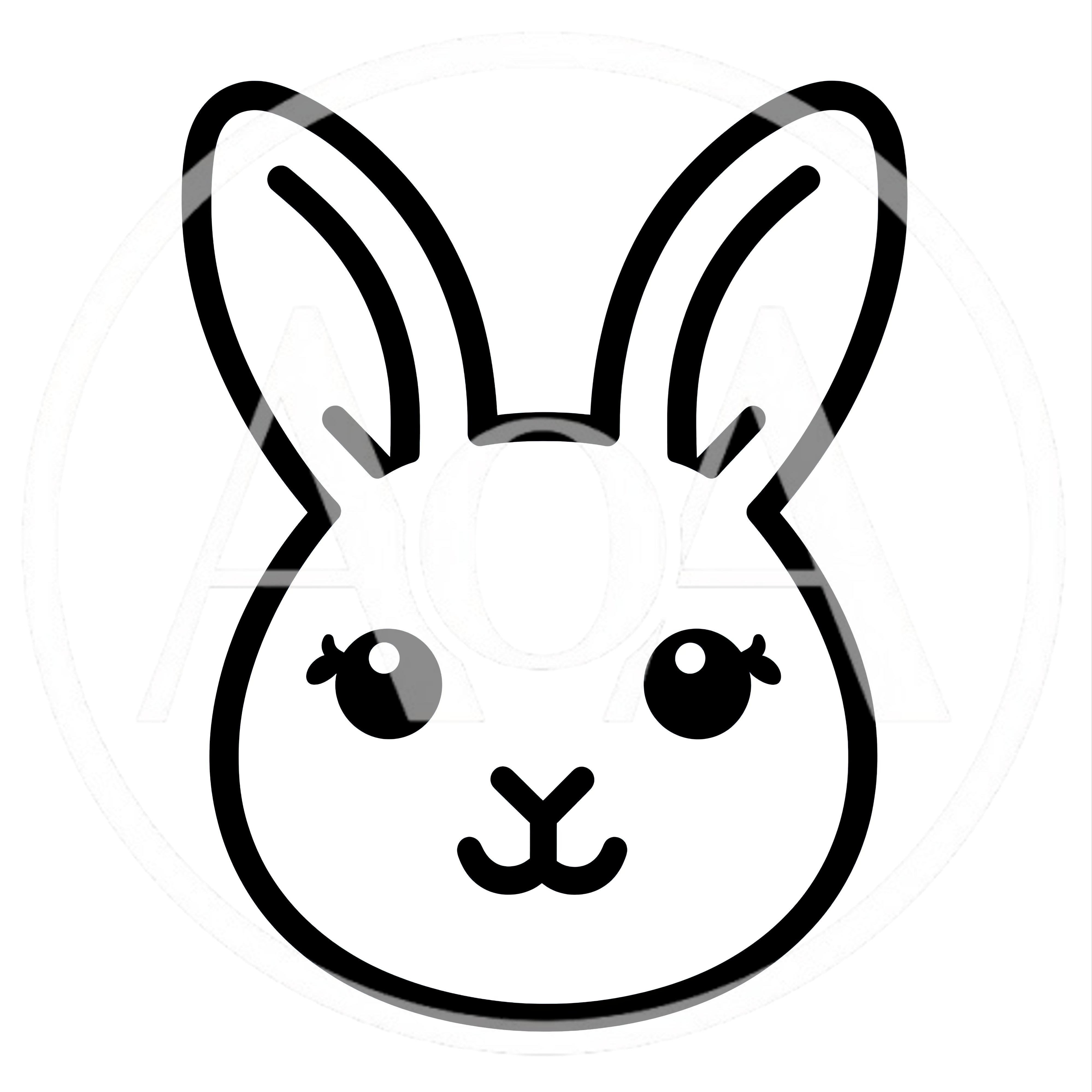 Minimalist Line Art Illustration Of A Cute Rabbit Face