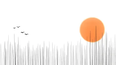Minimalist Illustration Of Sunset Over Tall Grass