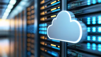 Cloud Computing Concept With Glowing Server Rack Data Center