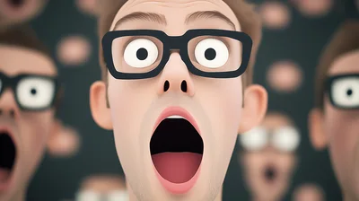 Surprised Man With Glasses In A Crowd