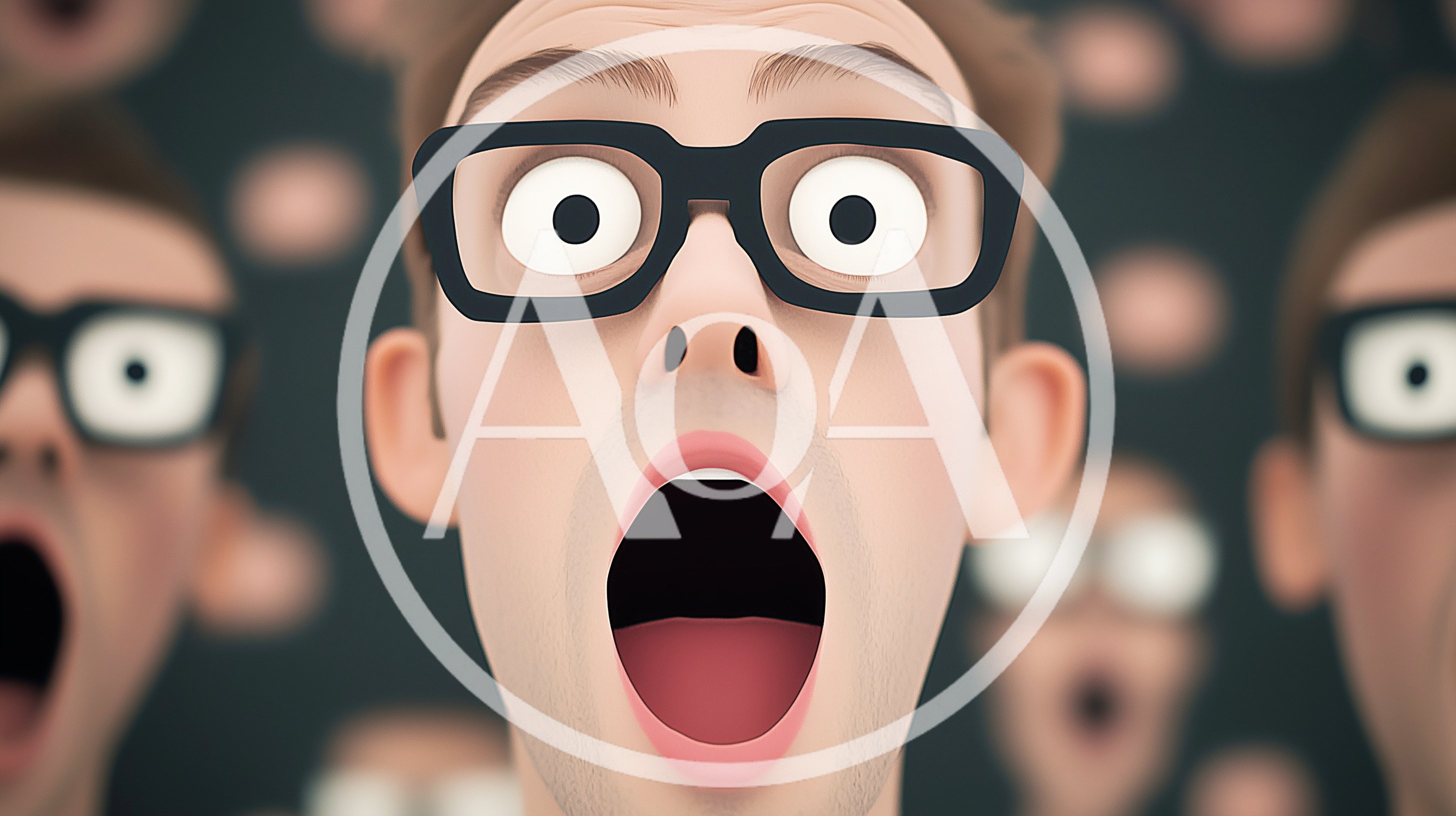 Surprised Man With Glasses In A Crowd