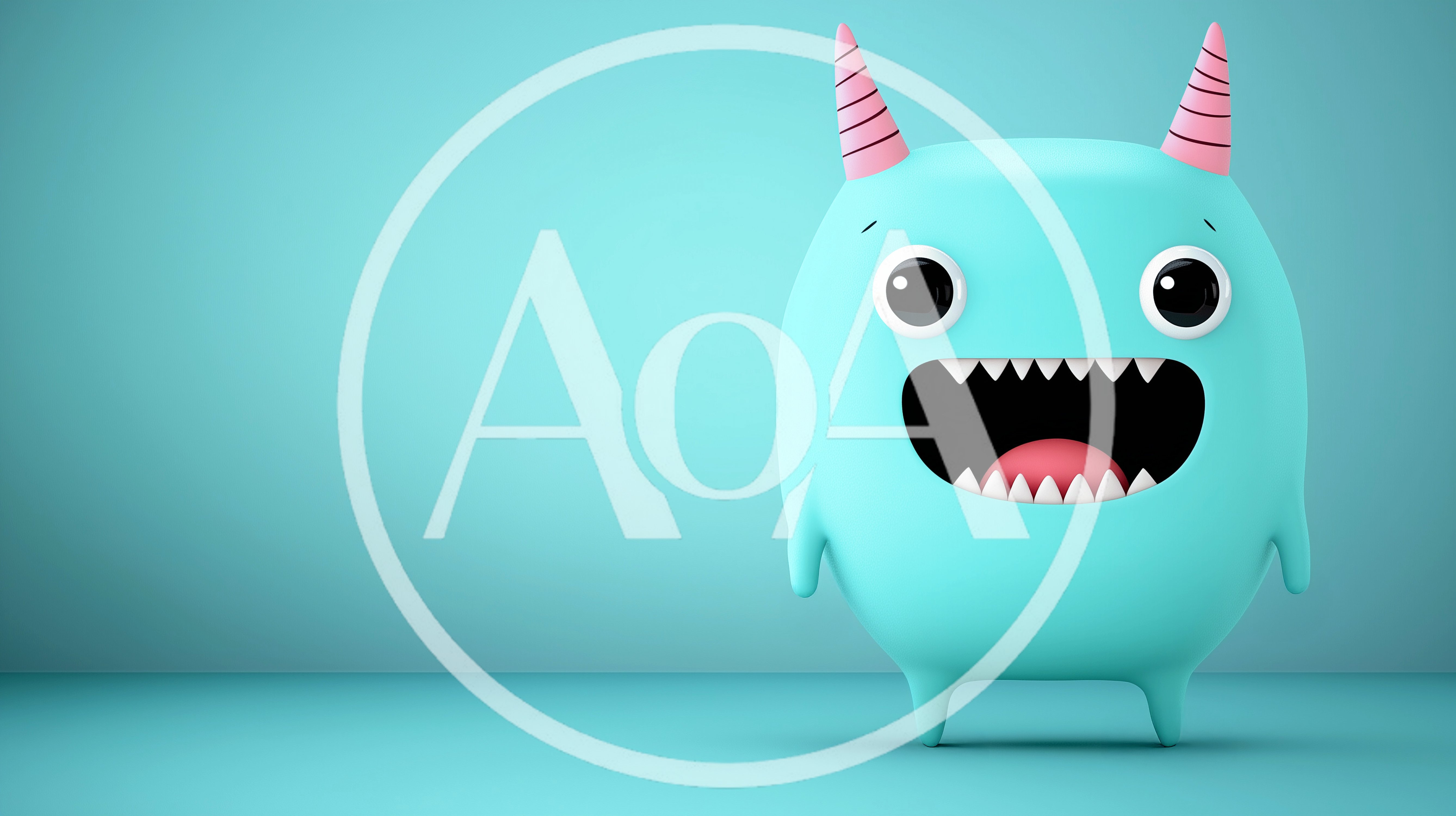 Cute Blue Monster Character With Horns