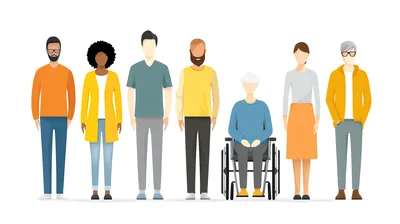 Diverse Group Of People Standing Together In A Row