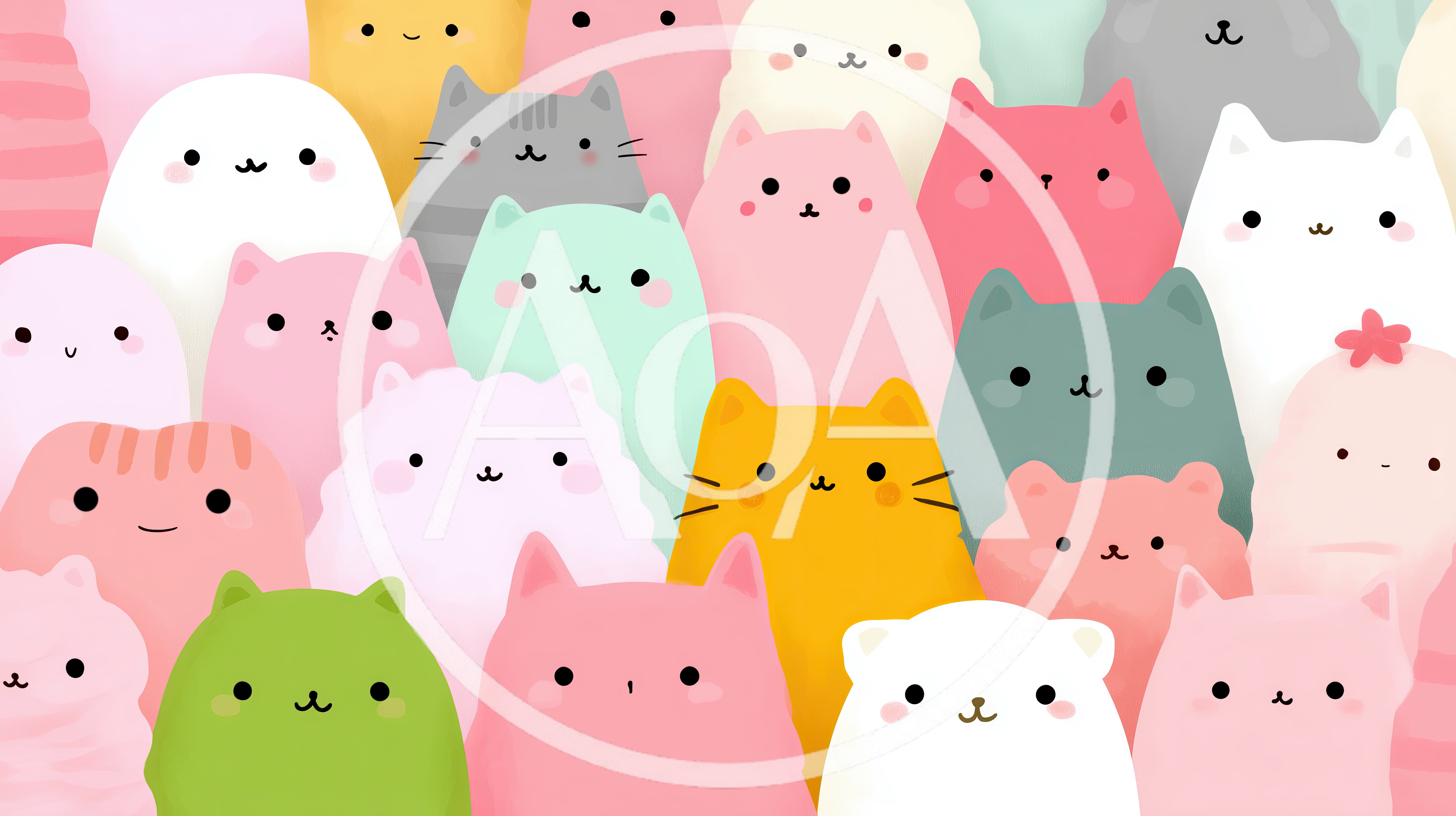 Cute Kawaii Cats Pattern Illustration