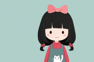 Cute Anime Style Girl With Cat Print Apron