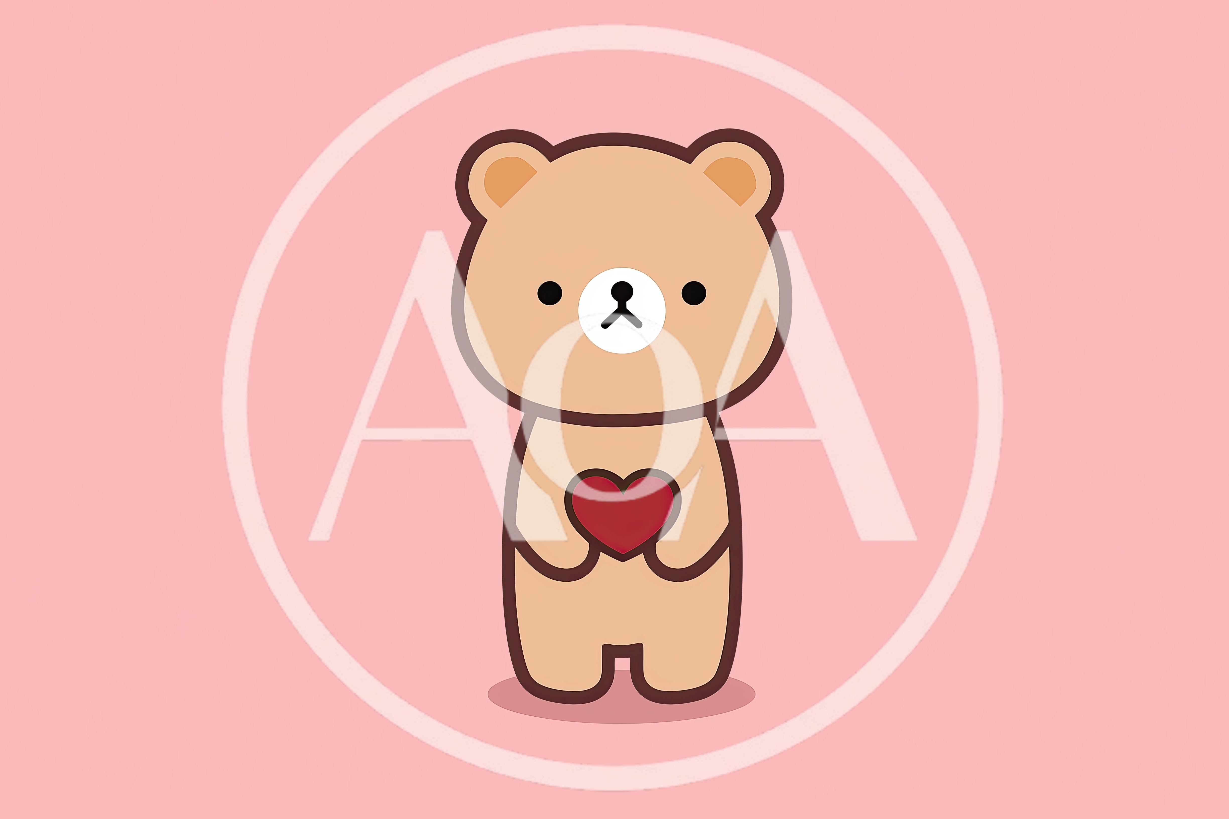 Cute Cartoon Bear Holding A Red Heart