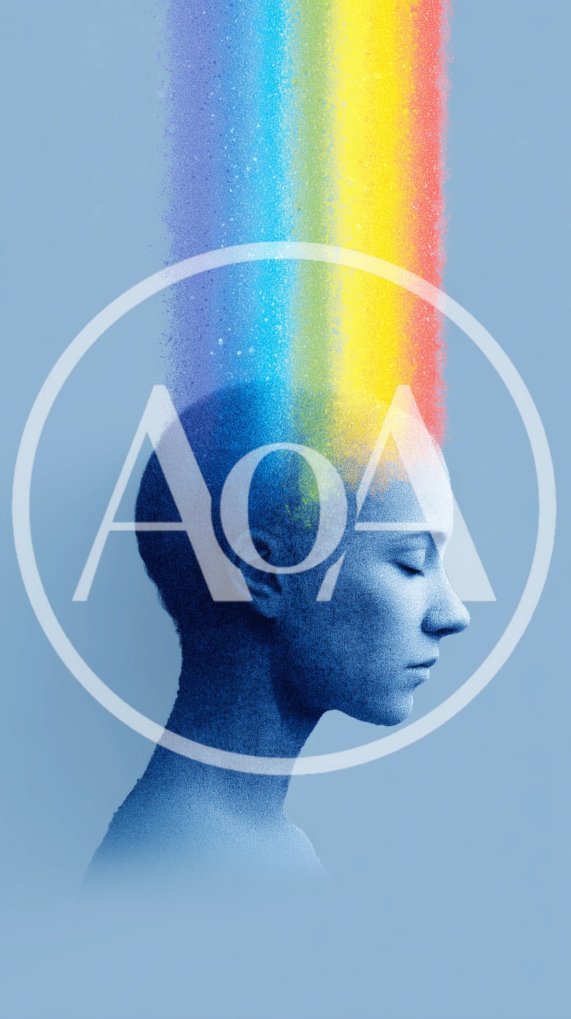 Conceptual Portrait Of A Person With A Rainbow Mind