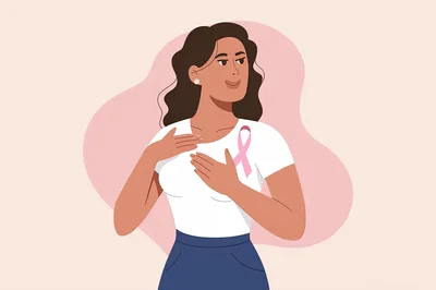 Woman Performing Breast Self Examination For Cancer Awareness