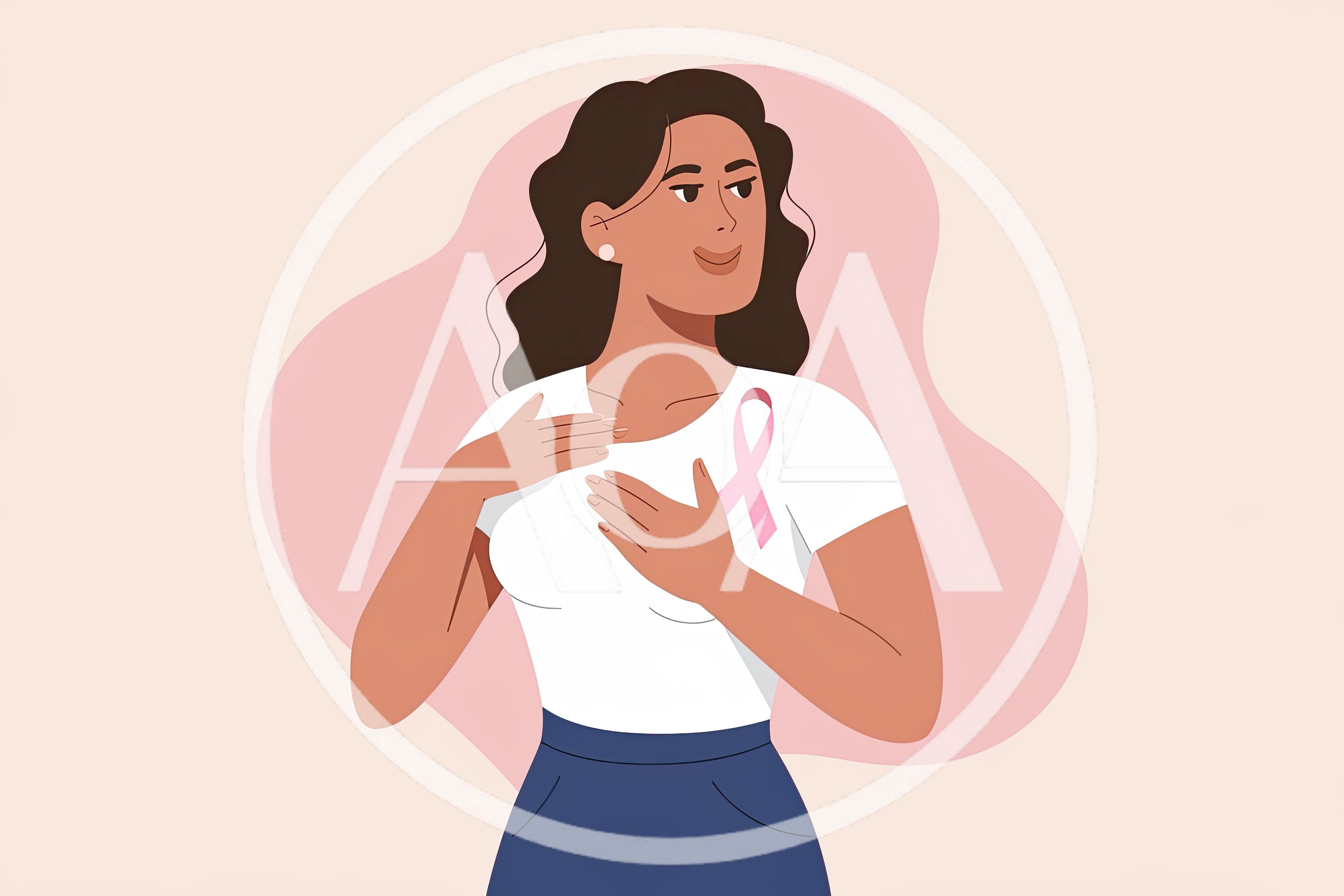 Woman Performing Breast Self Examination For Cancer Awareness