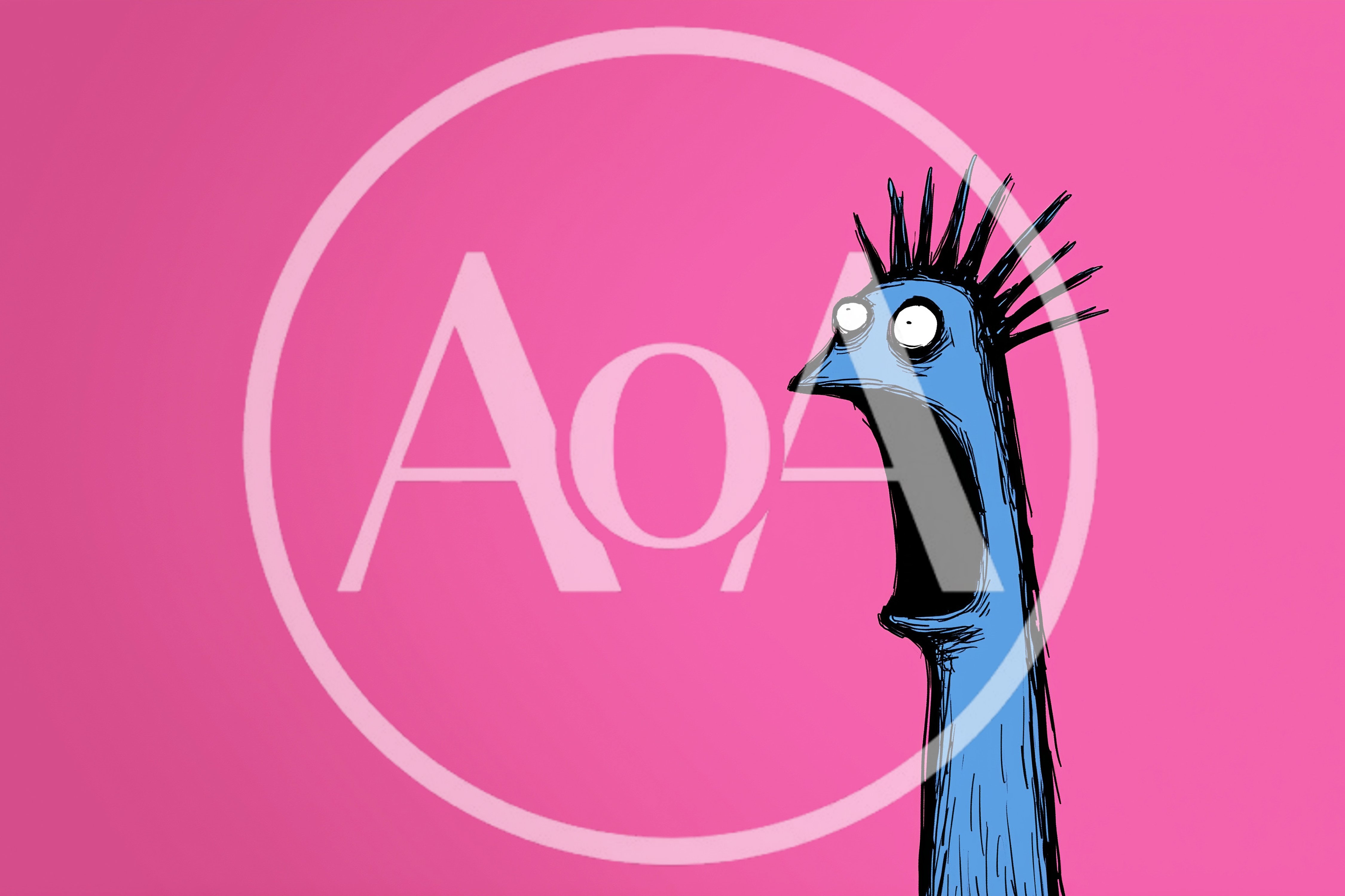 Blue Cartoon Character With Spiky Hair And Wide Mouth
