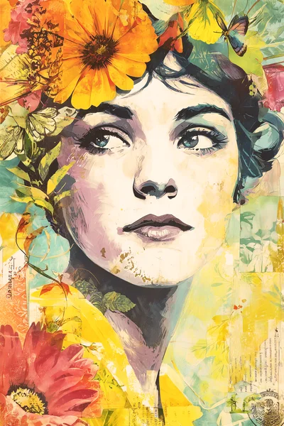 Artistic Portrait Of A Woman With Floral Accents