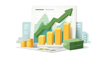 Financial Growth Concept With Charts And Currency