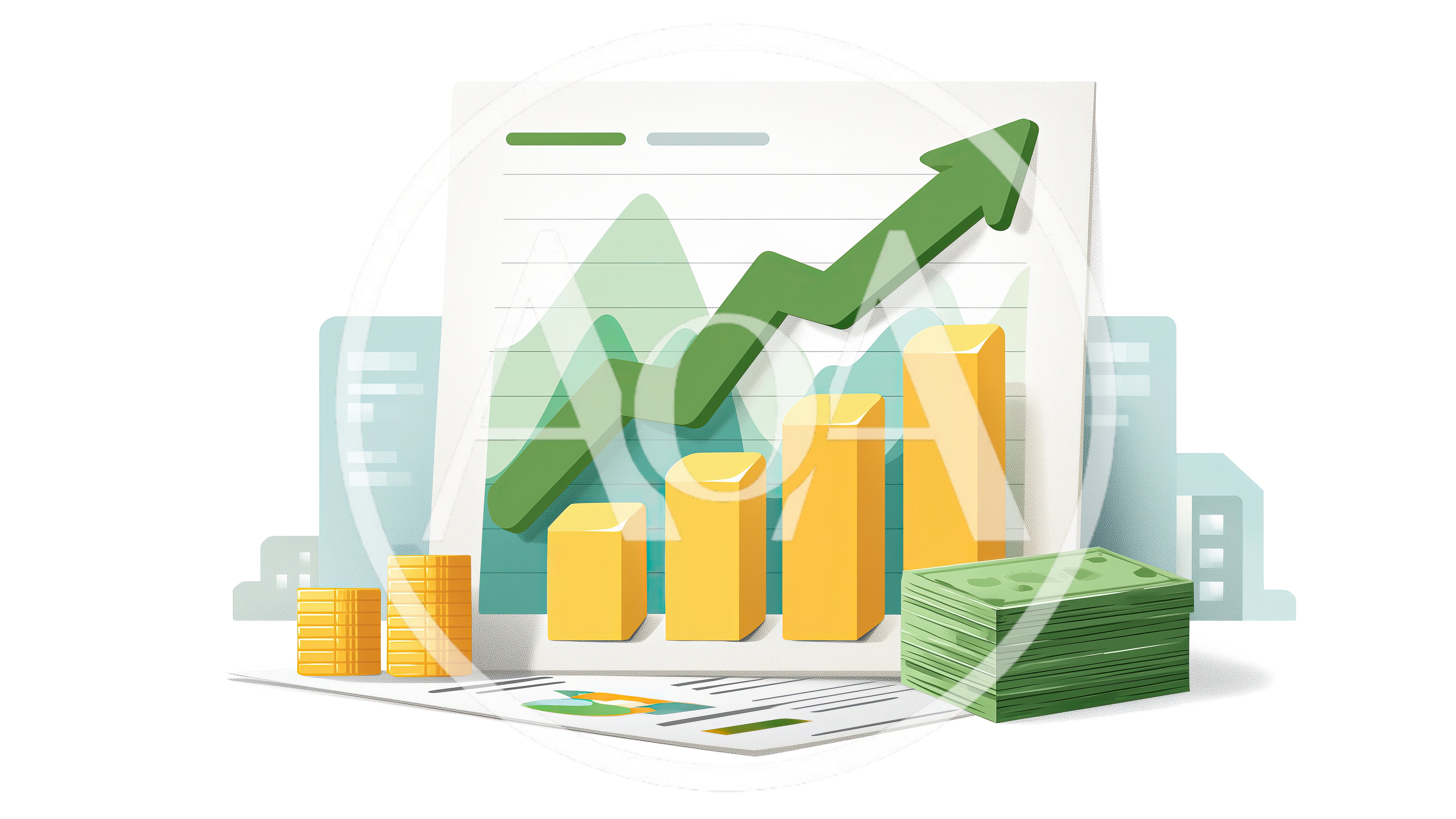 Financial Growth Concept With Charts And Currency