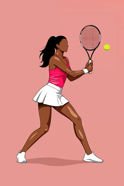 Illustration Of A Female Tennis Player In Action
