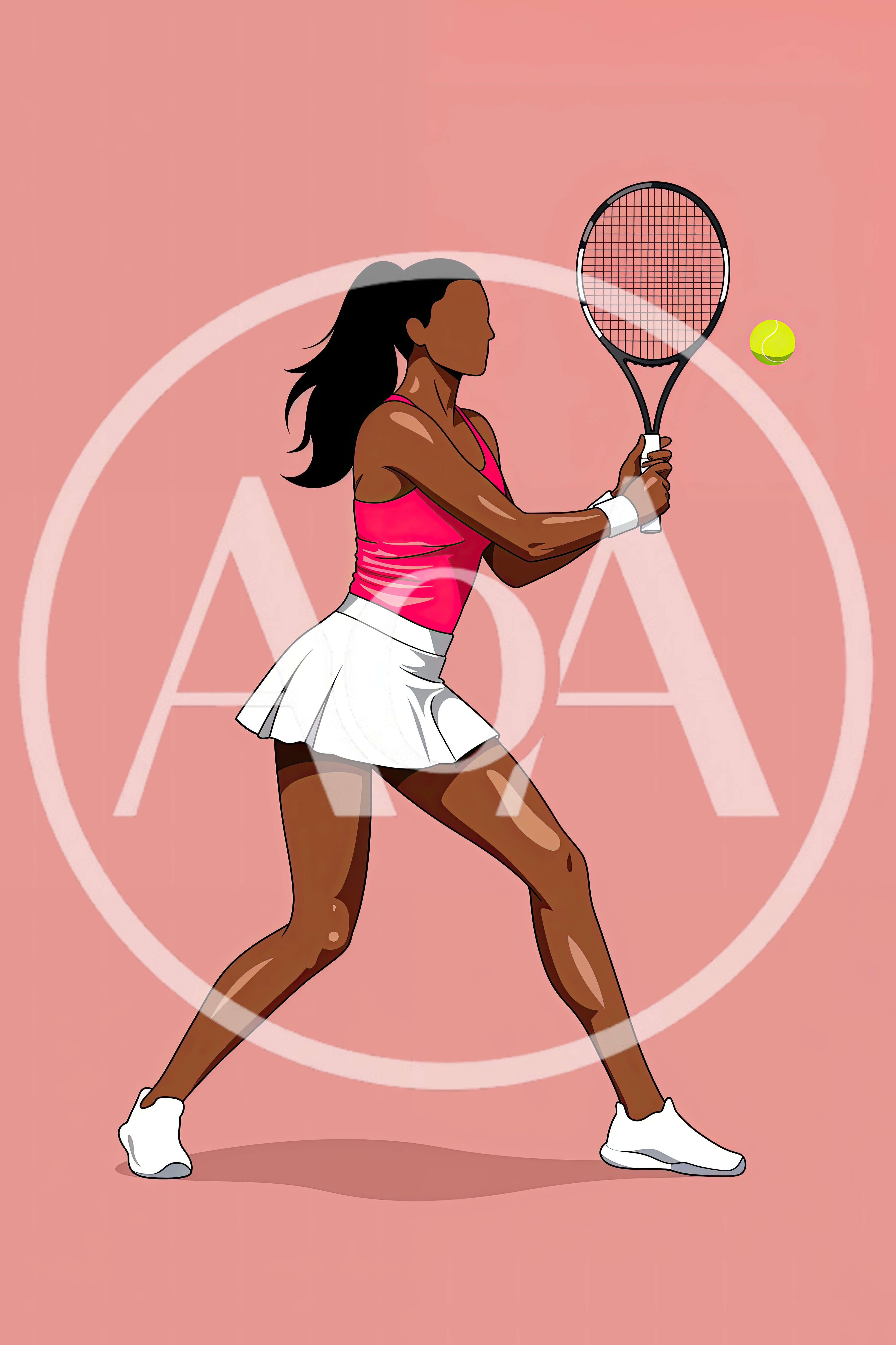 Illustration Of A Female Tennis Player In Action