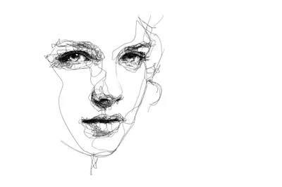 Scribble Art Portrait Of A Woman Face