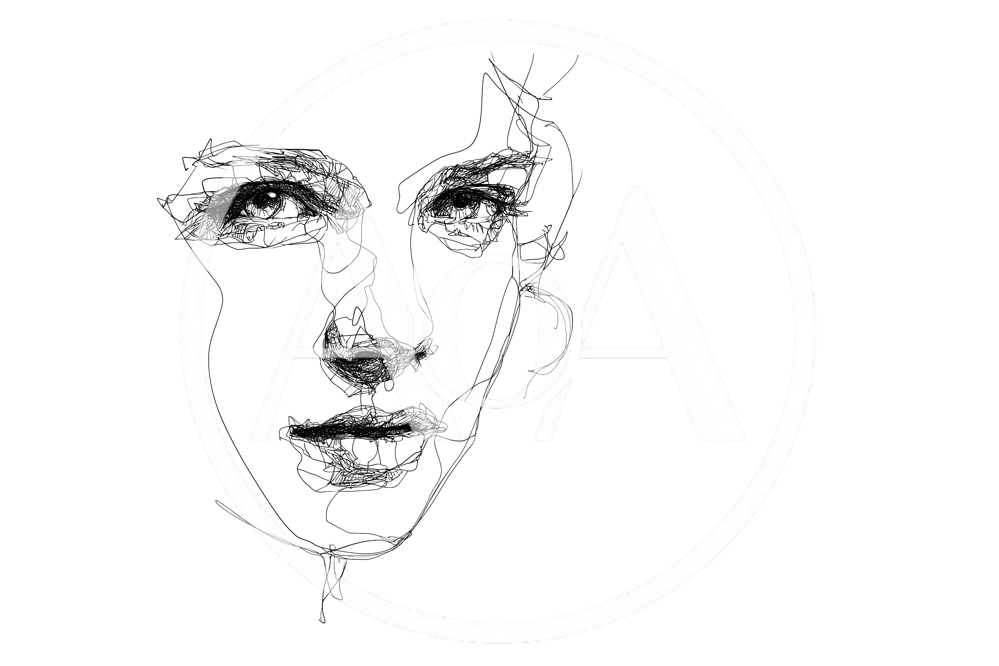 Scribble Art Portrait Of A Woman Face