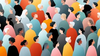 Diverse Group Of People In Flat Illustration Style