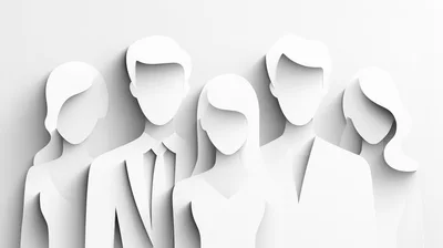 Paper Cutout Style Business Team Illustration