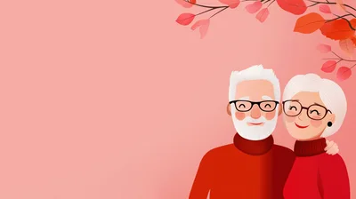 Happy Elderly Couple Embracing Under Autumn Leaves