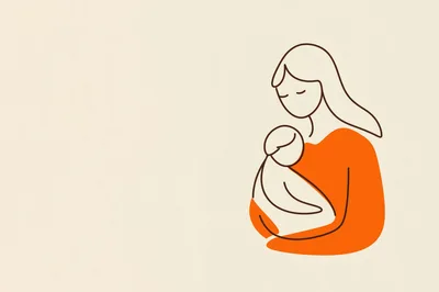 Minimalist Line Art Illustration Of A Mother Holding Her Baby