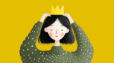 Illustration Of A Girl Placing A Crown On Head