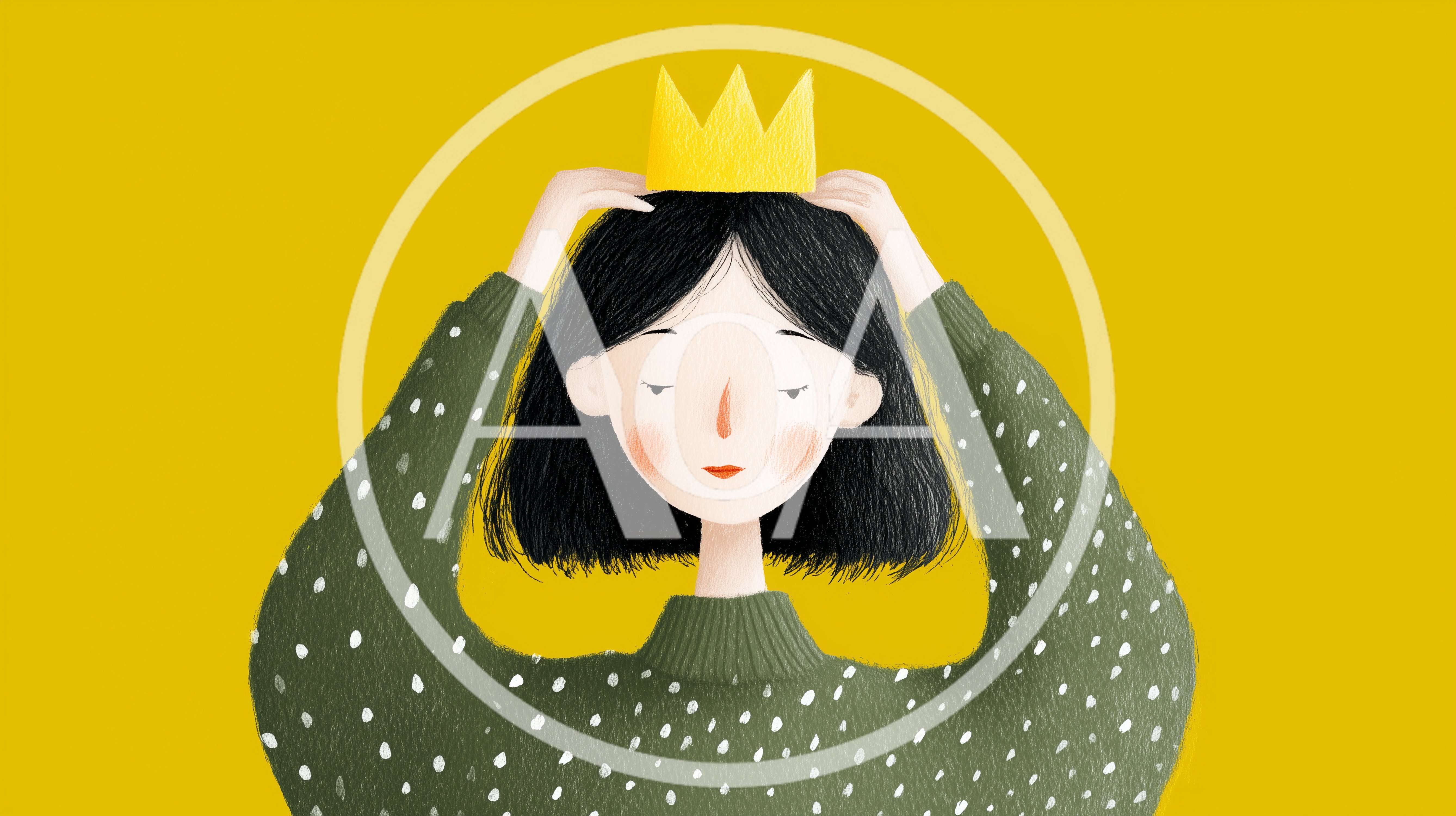 Illustration Of A Girl Placing A Crown On Head