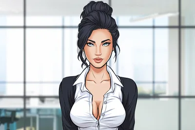 Professional Business Woman With Updo Hairstyle In Office