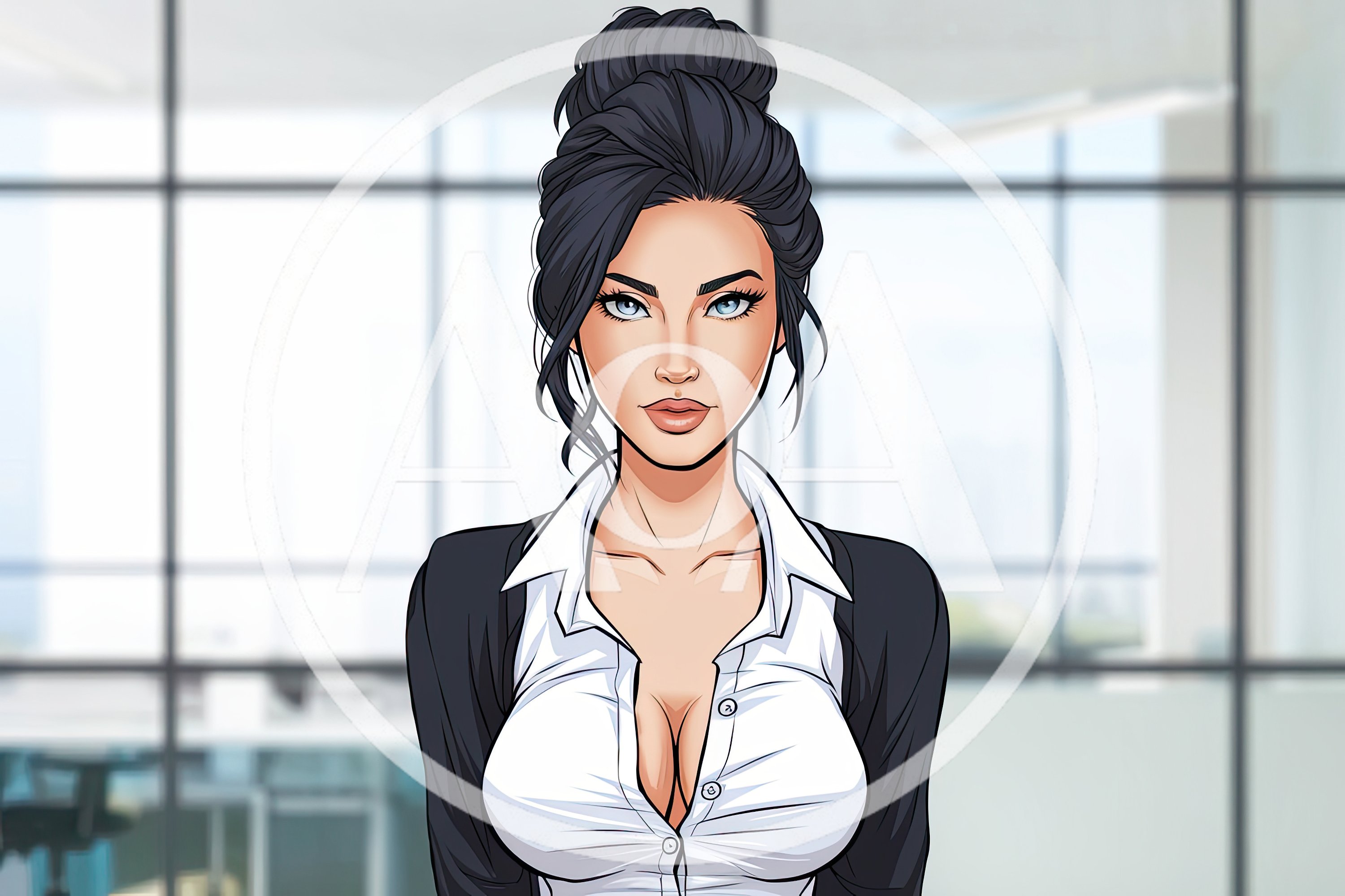 Professional Business Woman With Updo Hairstyle In Office