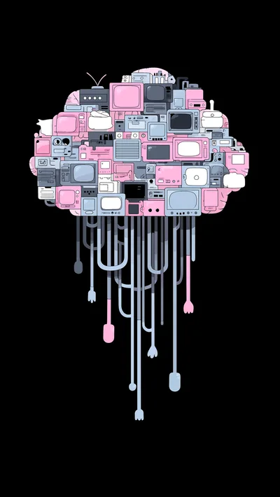 Digital Cloud Composed Of Vintage Television Sets