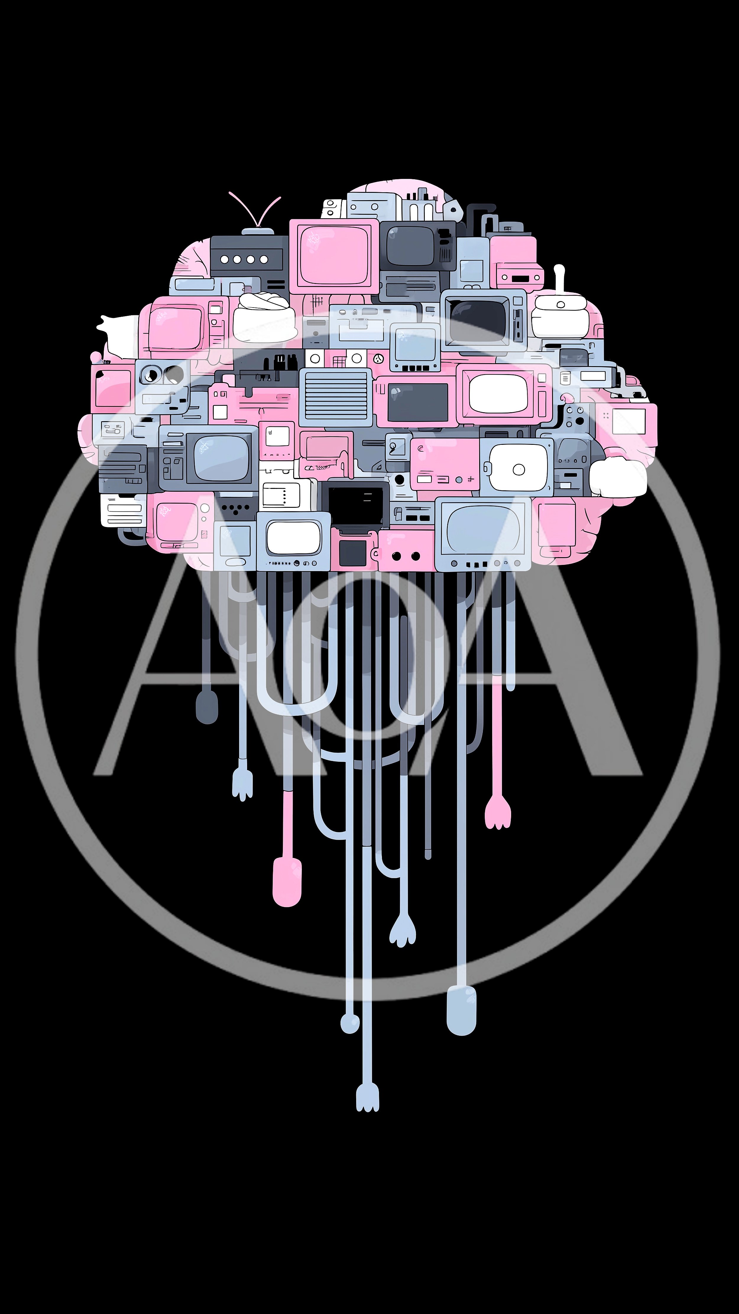 Digital Cloud Composed Of Vintage Television Sets