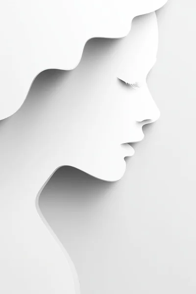 Minimalist Paper Cutout Profile Of A Woman
