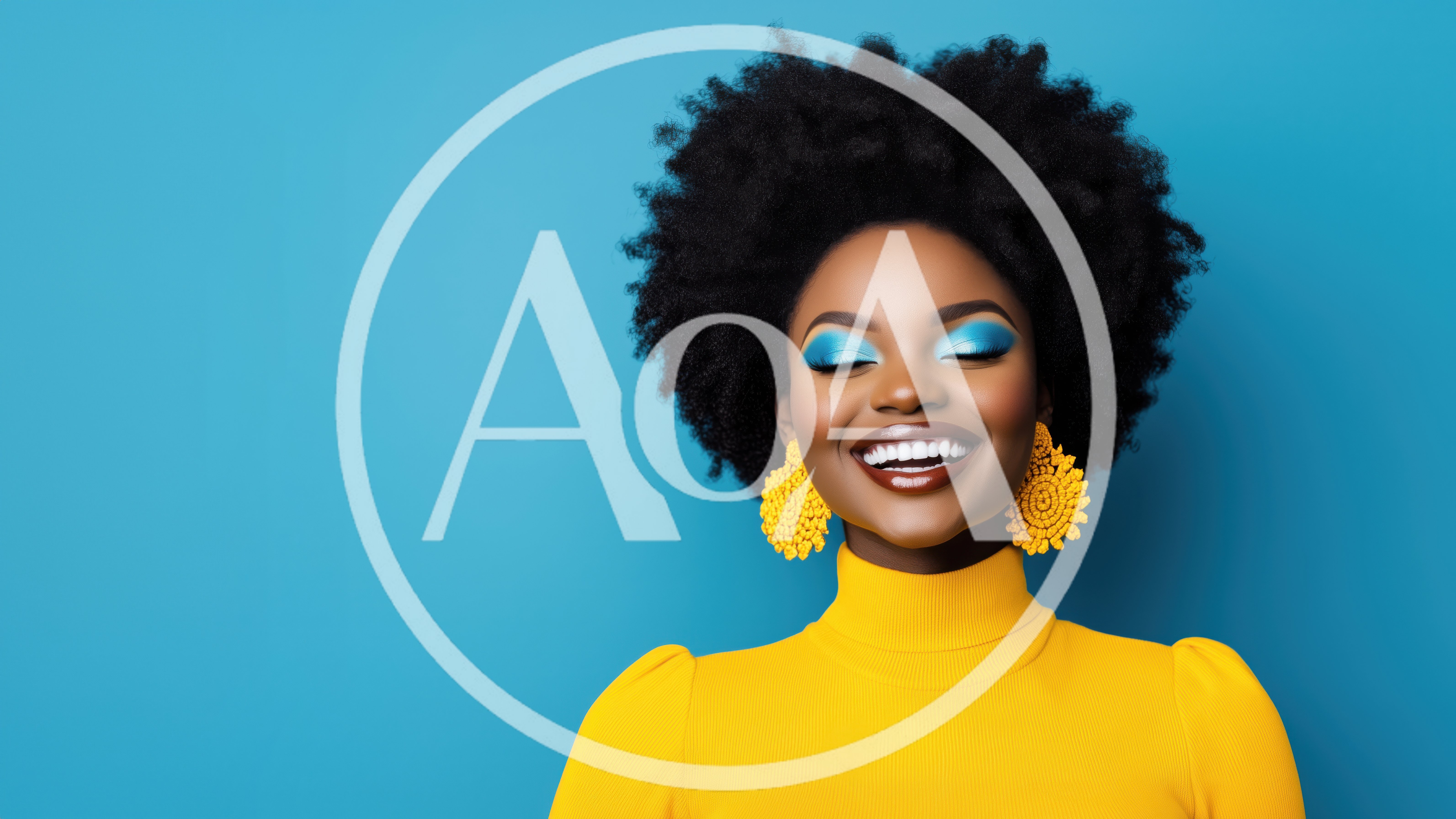 Smiling Woman With Afro Hair And Yellow Top